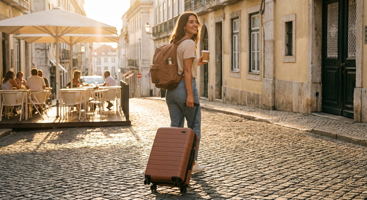 Create a lifestyle photography style blog image for a Travel website article abo