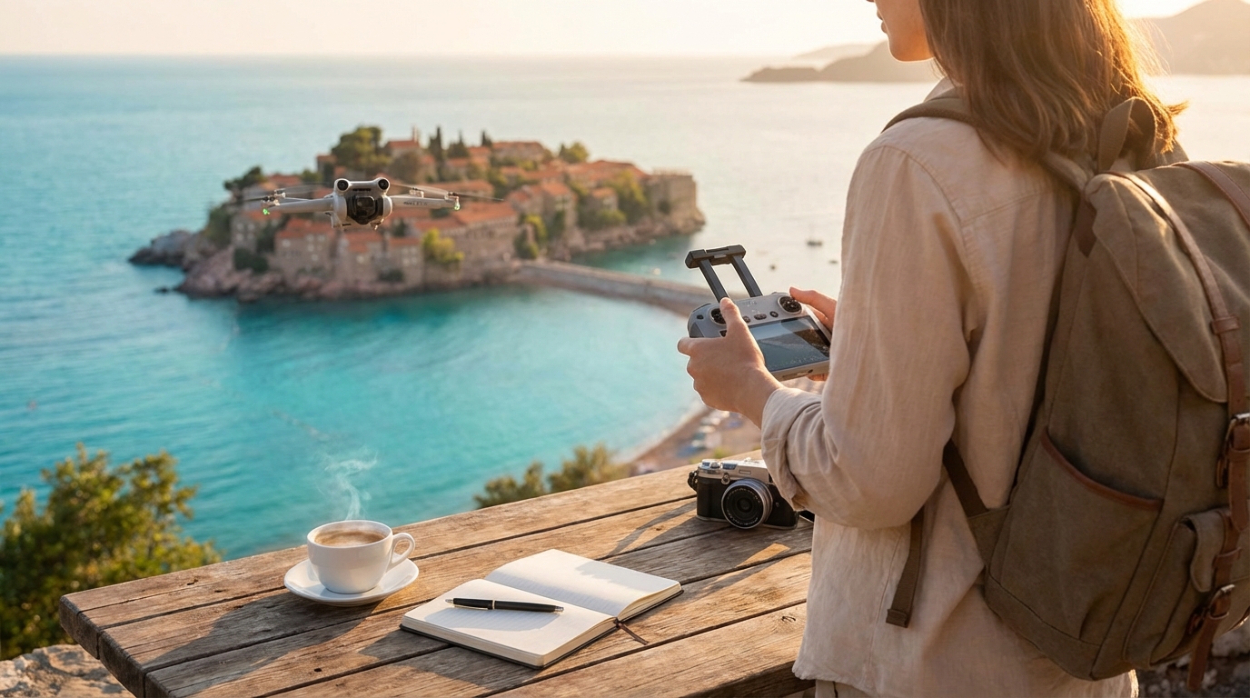 Create a lifestyle photography style blog image for a Travel website article abo