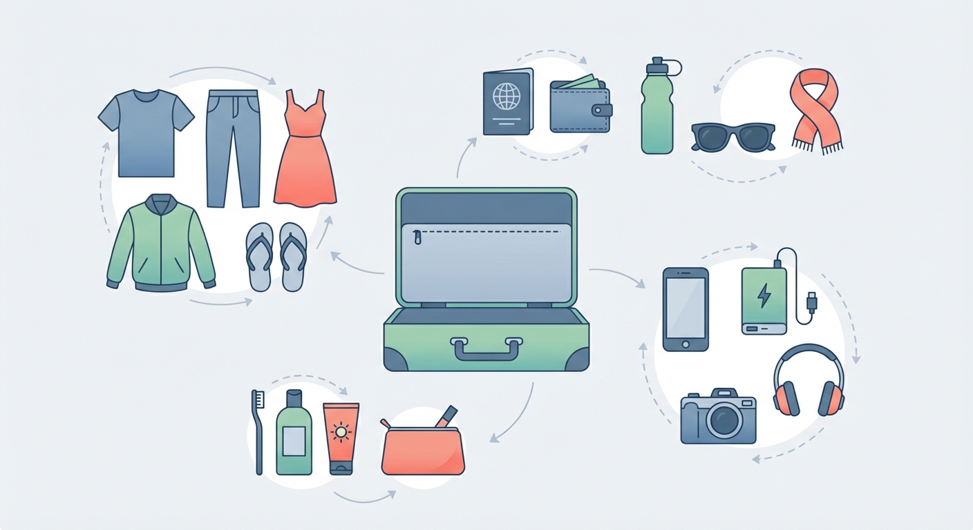 Create a professional blog illustration for a Travel website article about 