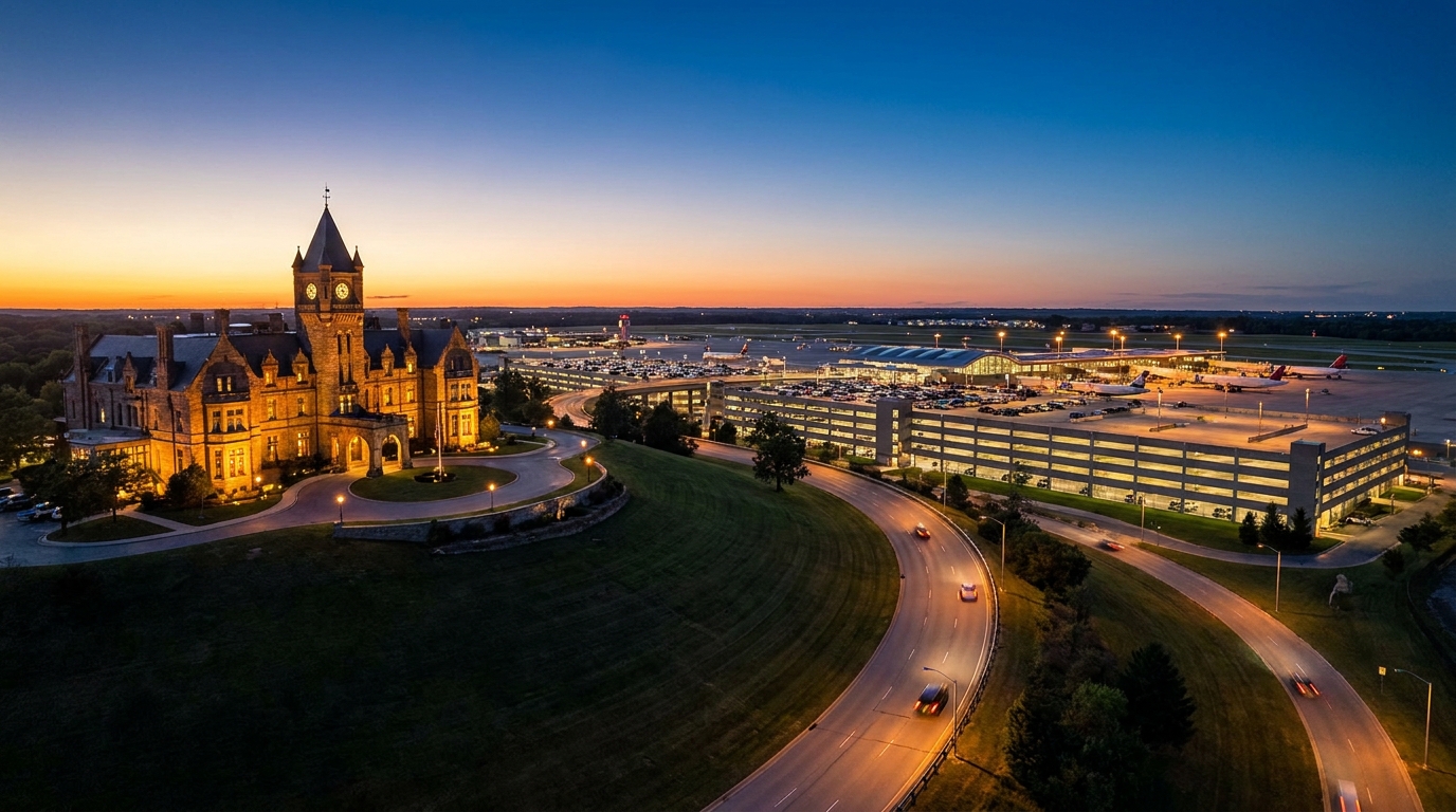Create a cinematic wide-angle scene suitable for a Travel, Flights, Hotels & Dea