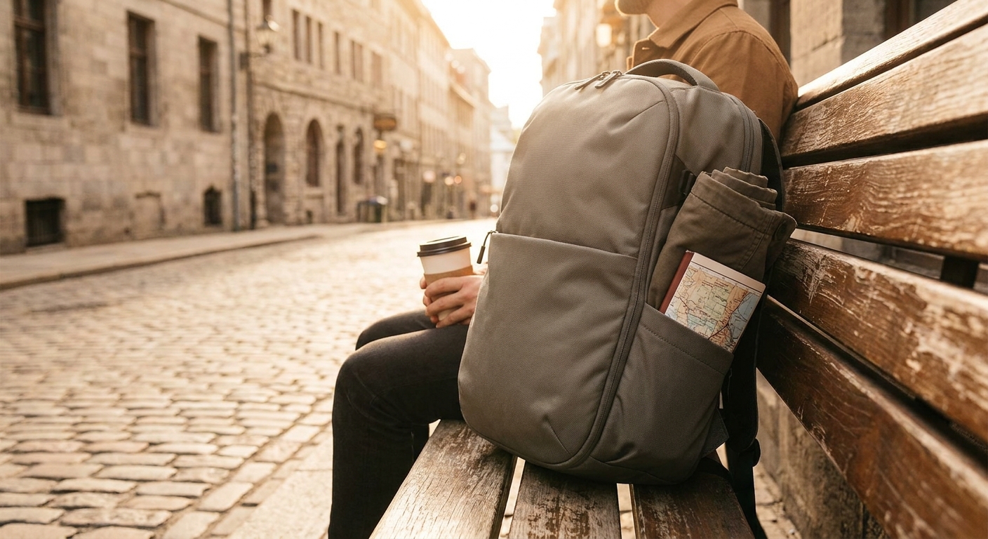 Create a lifestyle photography style blog image for a Travel website article abo