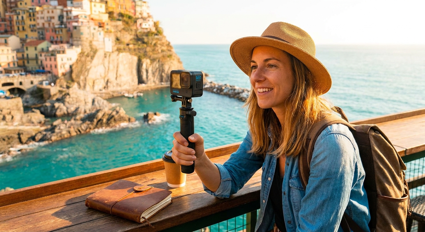 Create a lifestyle photography style blog image for a Travel website article abo