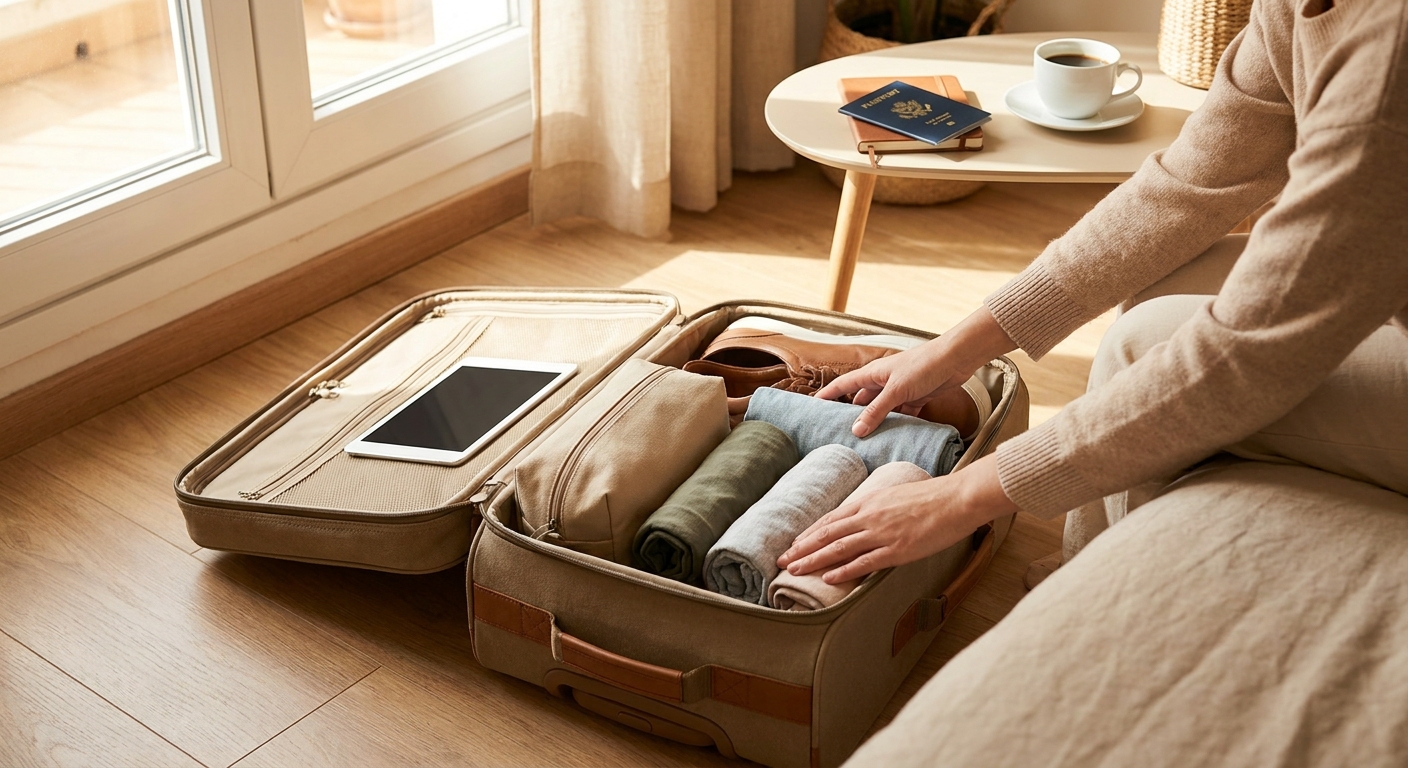 Create a lifestyle photography style blog image for a Travel website article abo