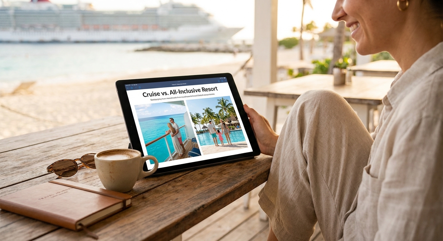 Create a lifestyle photography style blog image for a Travel website article abo