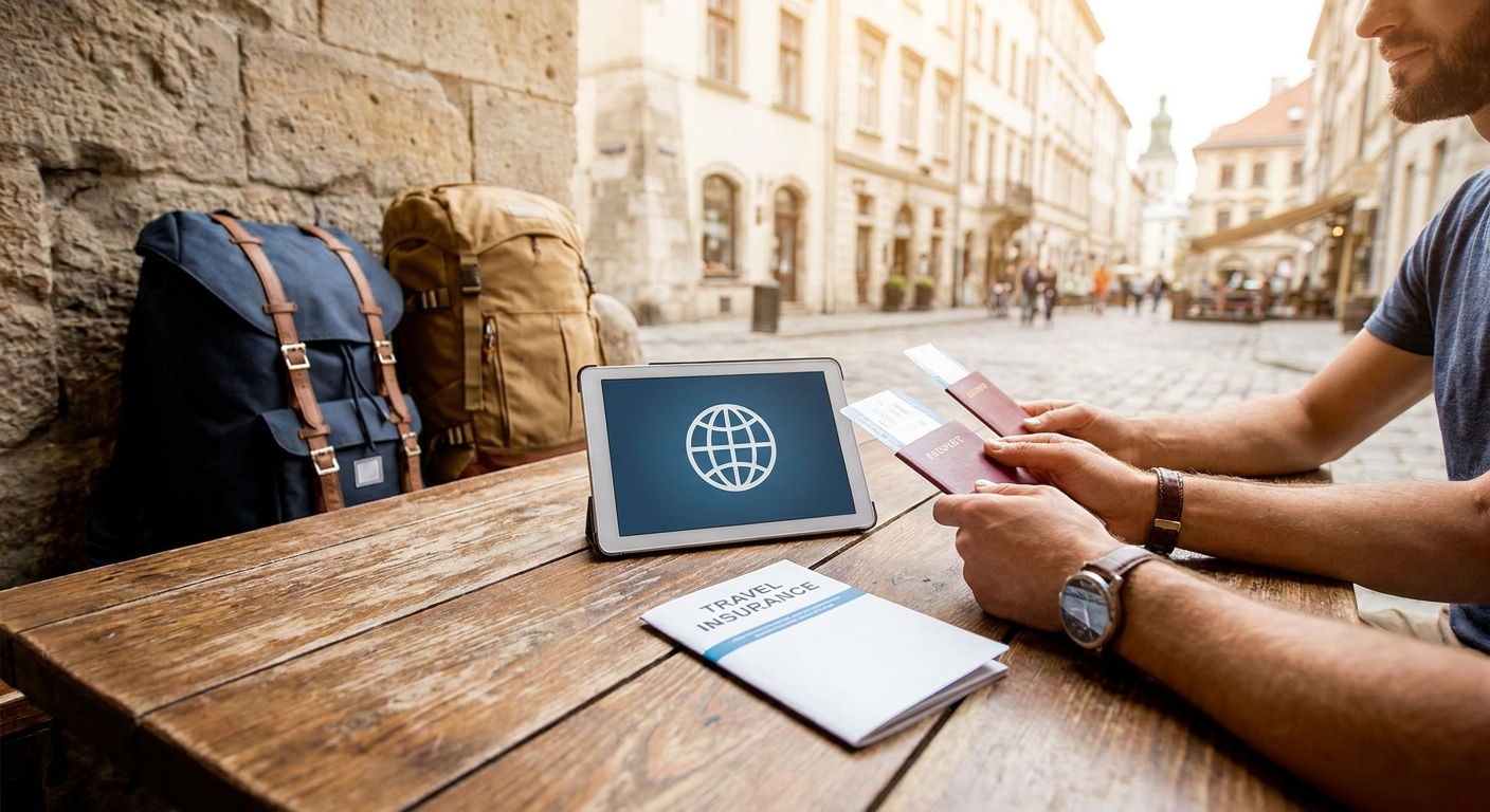 Create a lifestyle photography style blog image for a Travel website article abo