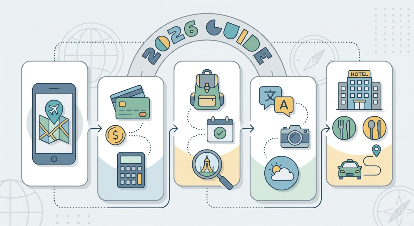 Create a professional blog illustration for a Travel website article about 