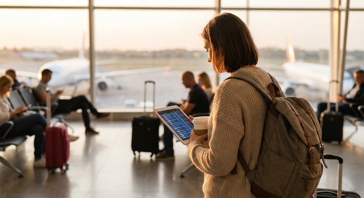 Create a lifestyle photography style blog image for a Travel website article abo