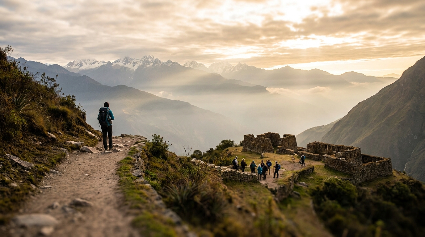 Create a cinematic wide-angle scene suitable for a Travel blog article titled 