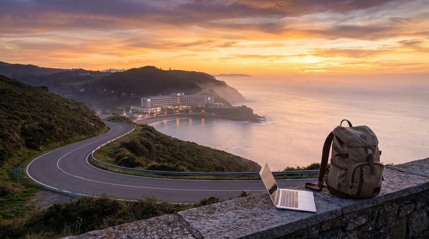 Create a cinematic wide-angle scene suitable for a Travel blog article titled 