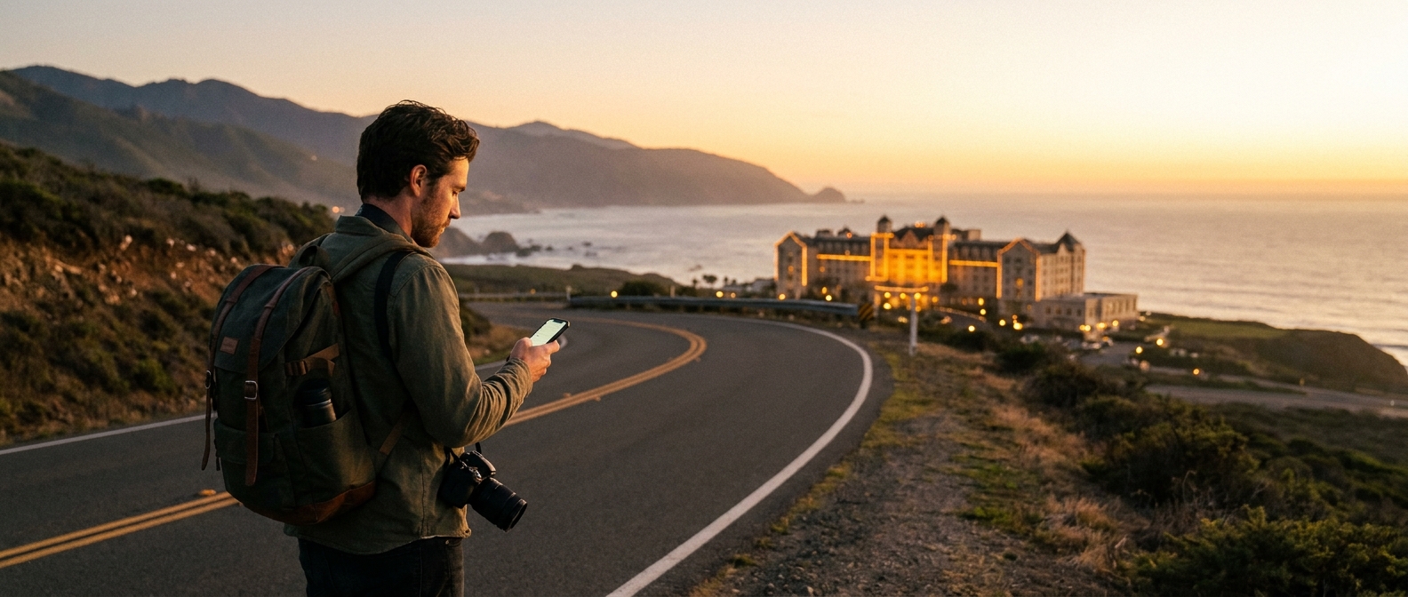 Create a cinematic wide-angle scene suitable for a Travel blog article titled 