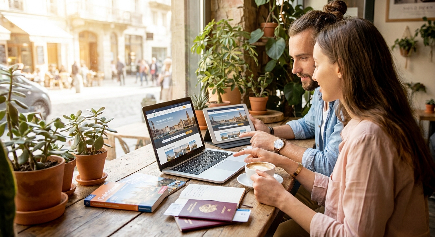 Create a lifestyle photography style blog image for a Travel website article abo