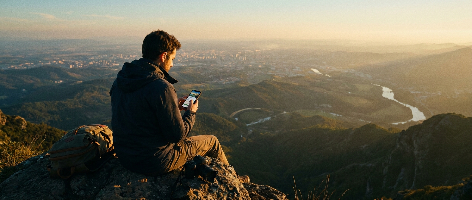 Create a cinematic wide-angle scene suitable for a Travel blog article titled 