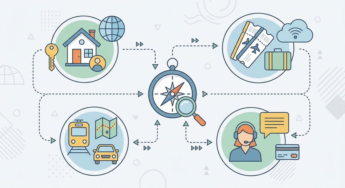 Create a professional blog illustration for a Travel website article about 
