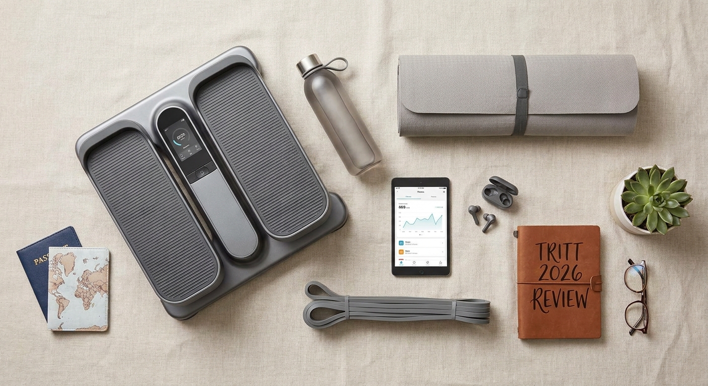 Create a flat-lay top-down composition for a Travel blog article about 