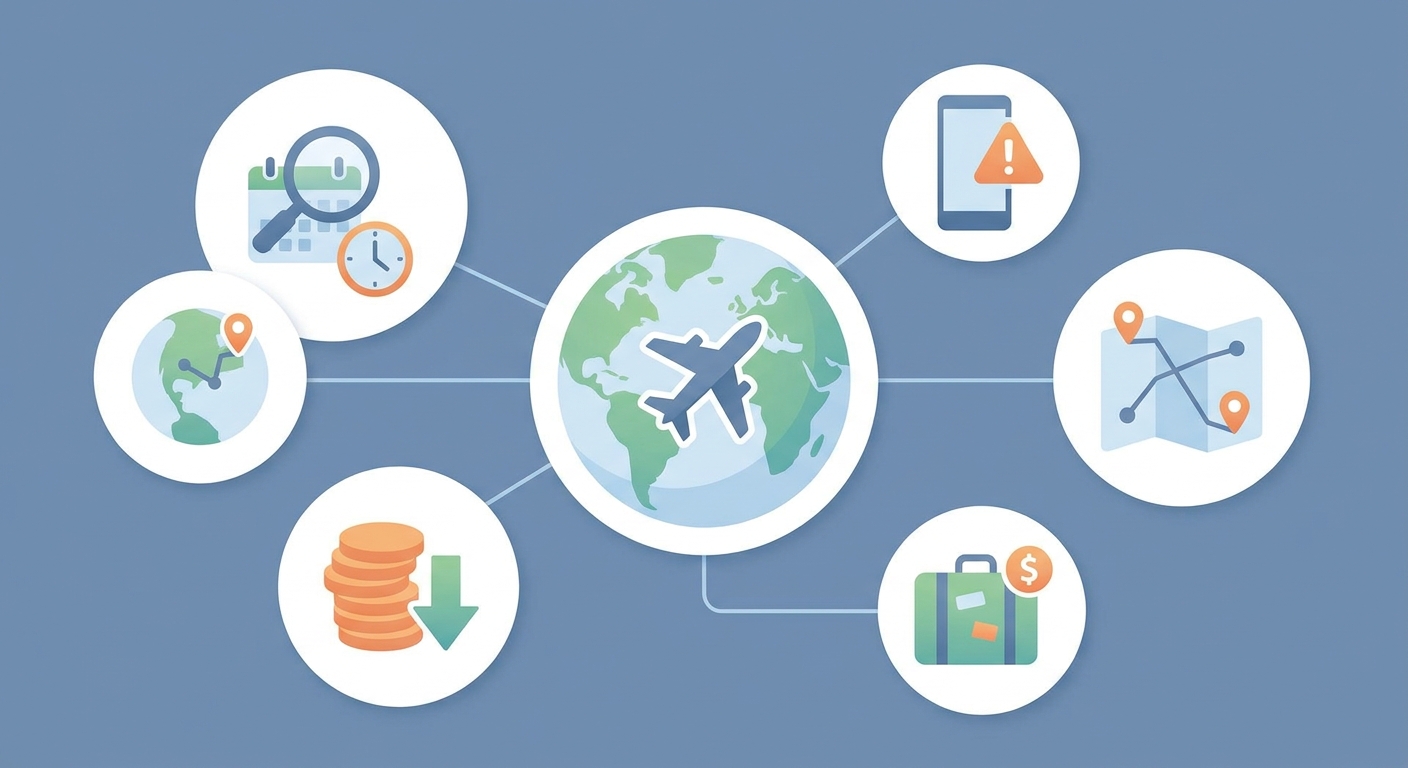 Create a professional blog illustration for a Travel website article about 
