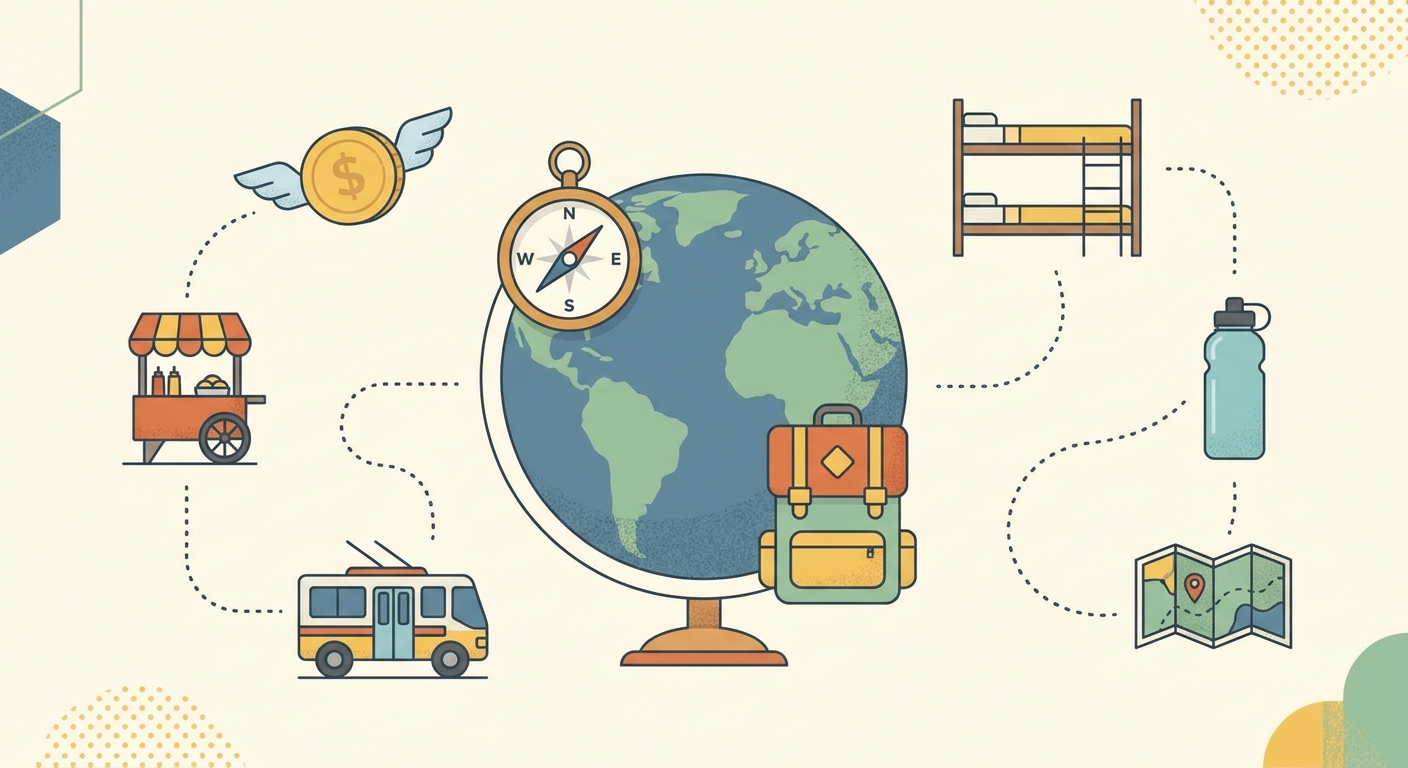 Create a professional blog illustration for a Travel website article about 