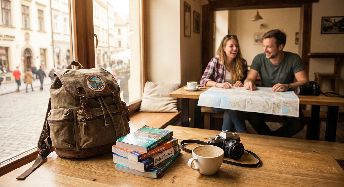 Create a lifestyle photography style blog image for a Travel website article abo