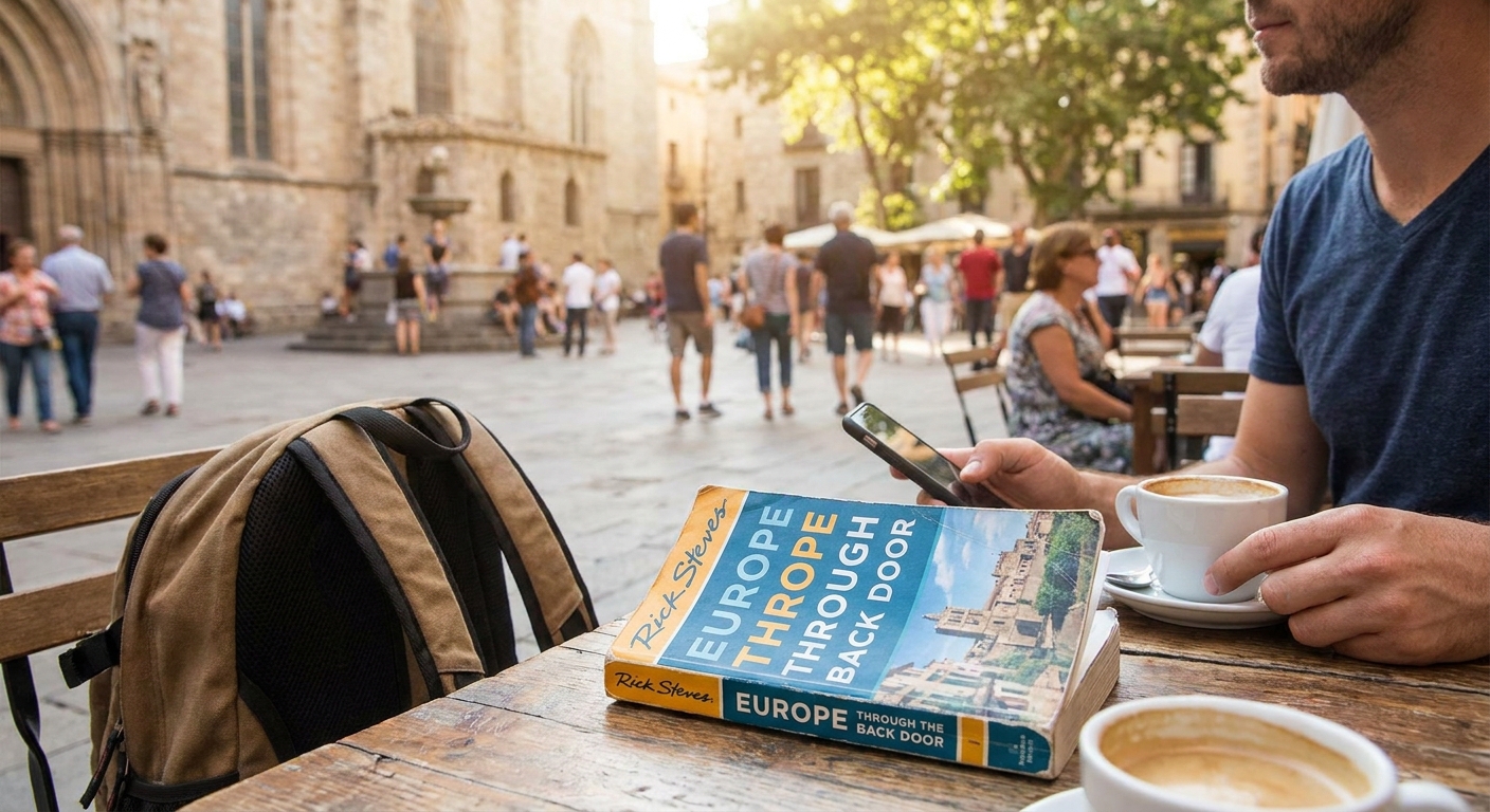Create a lifestyle photography style blog image for a Travel website article abo