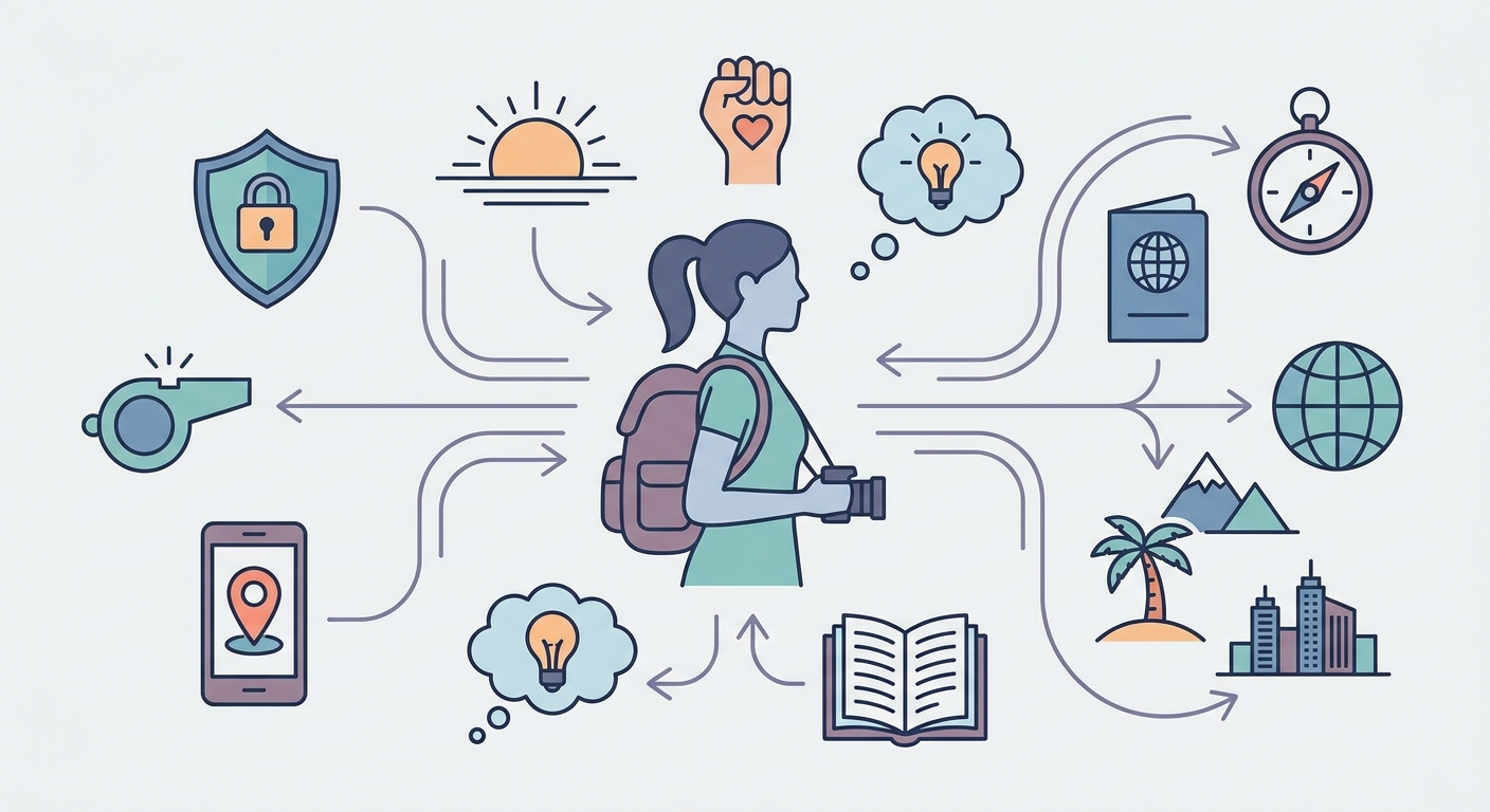 Create a professional blog illustration for a Travel website article about 