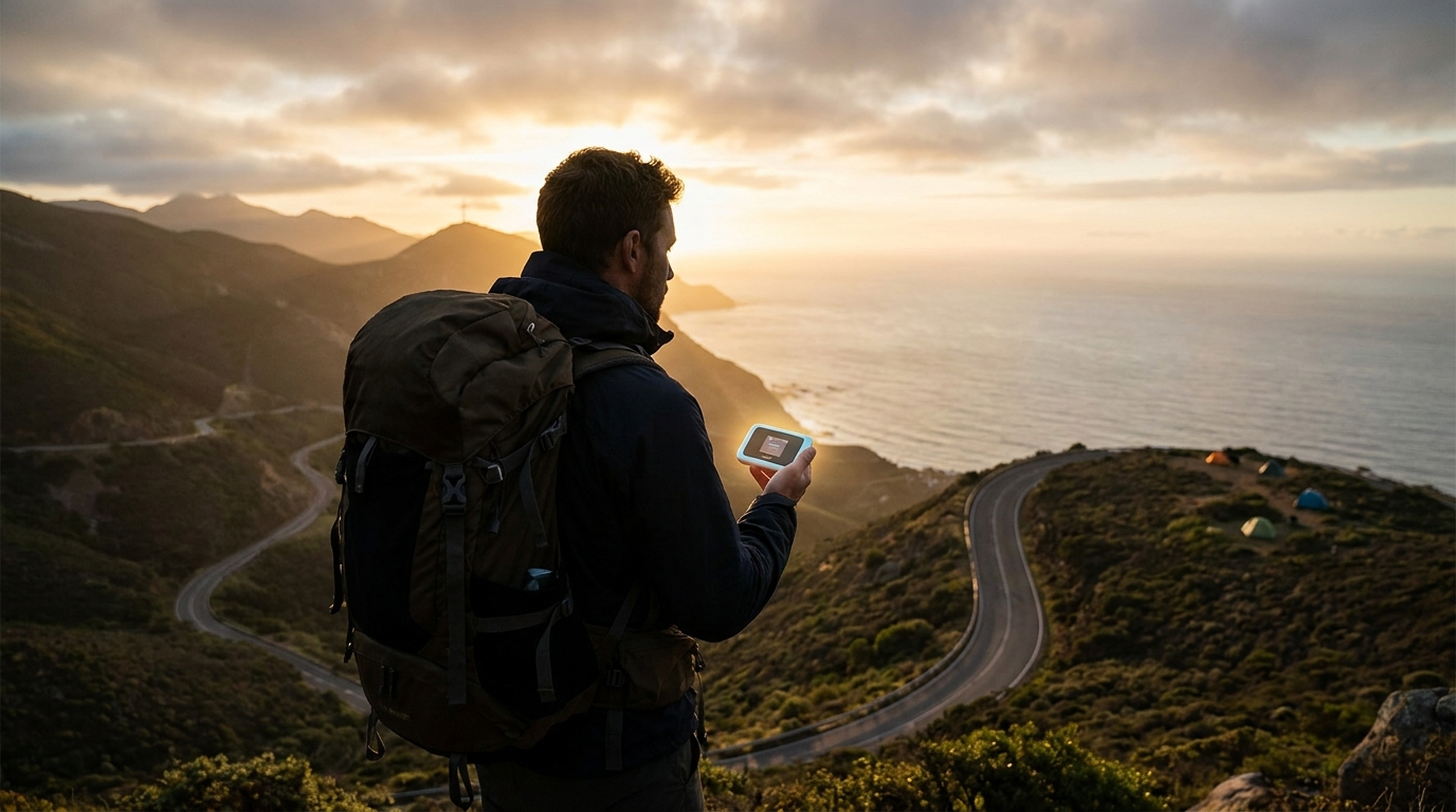 Create a cinematic wide-angle scene suitable for a Travel blog article titled 