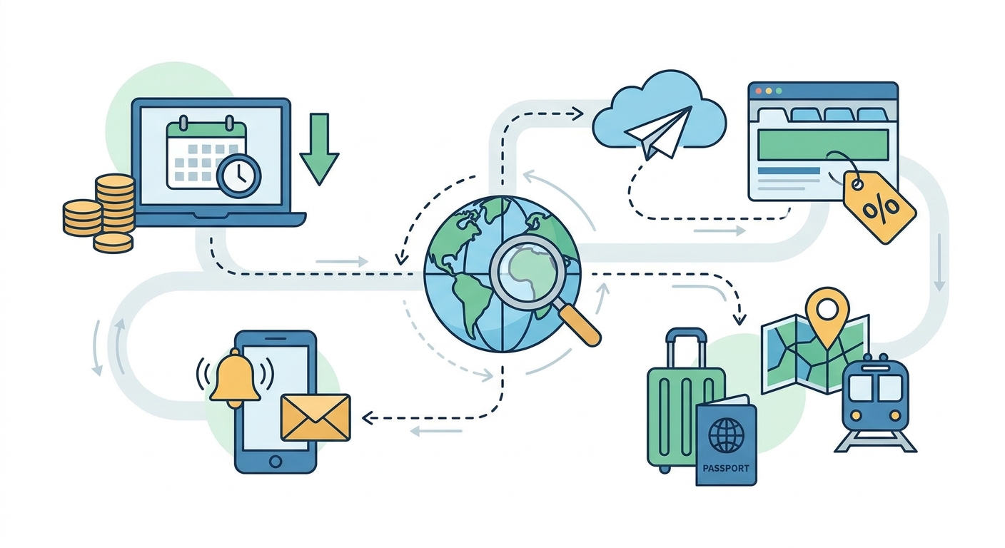 Create a professional blog illustration for a Travel website article about 