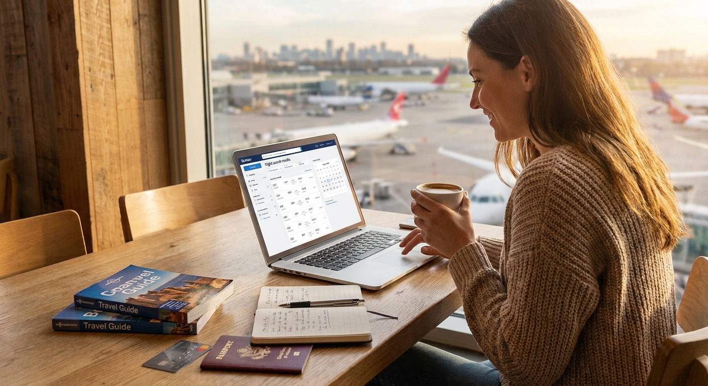 Create a lifestyle photography style blog image for a Travel website article abo