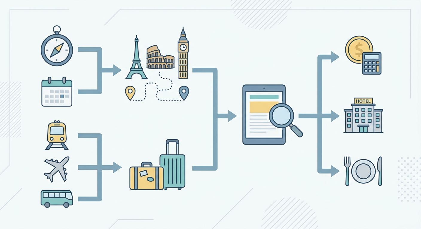 Create a professional blog illustration for a Travel website article about 