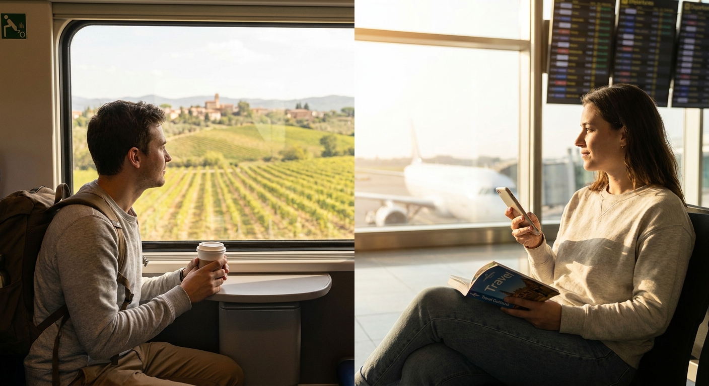 Create a lifestyle photography style blog image for a Travel, Flights, Hotels & 
