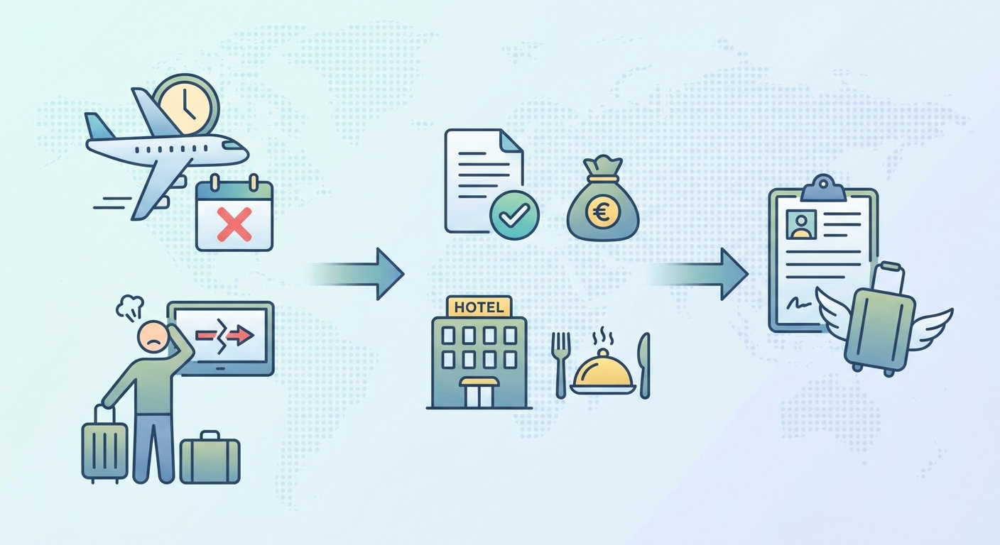 Create a professional blog illustration for a Travel, Flights, Hotels website ar