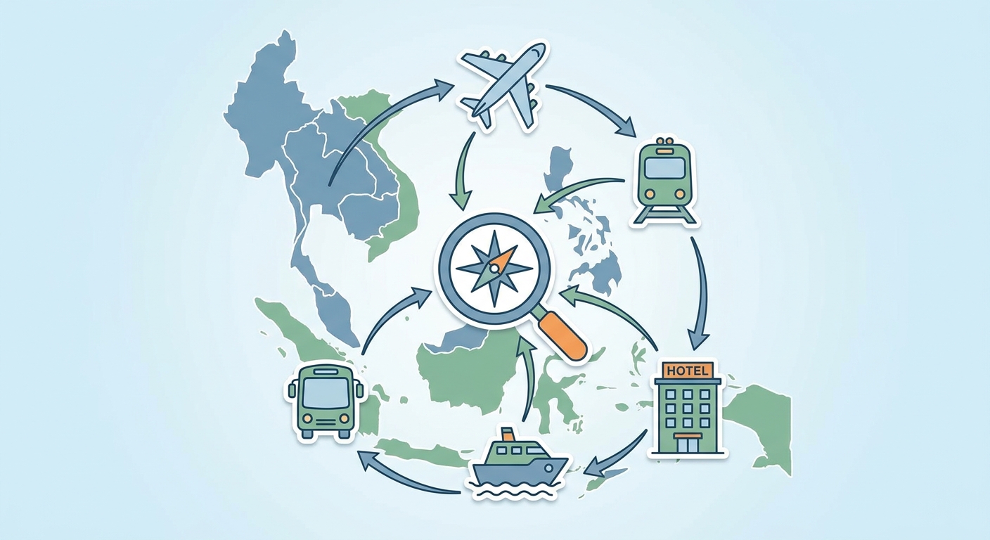 Create a professional blog illustration for a Travel, Flights, Hotels website ar