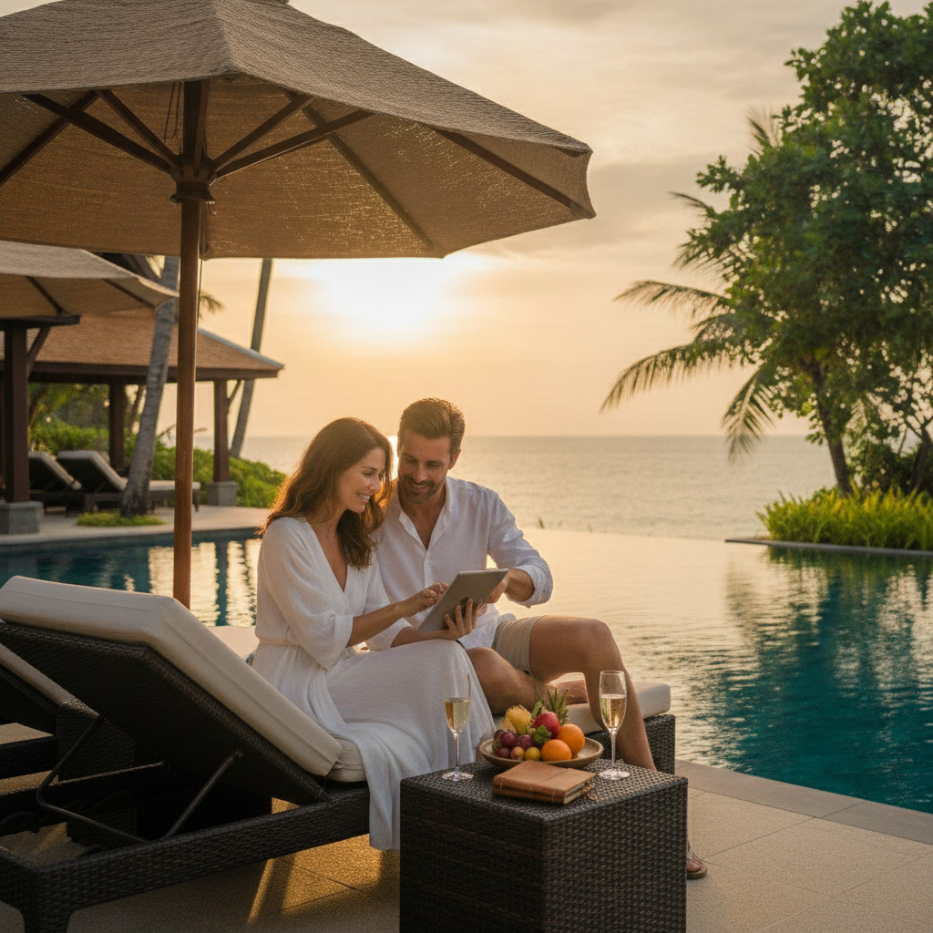 Create a lifestyle photography style blog image for a Travel & Booking website a
